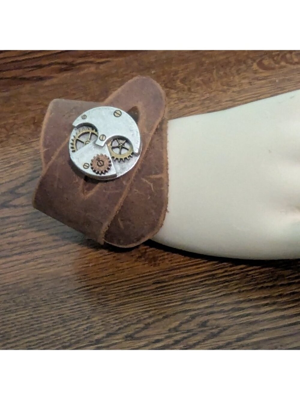 Steampunk ROUND "Gears"  asymmetrical Brown Leather